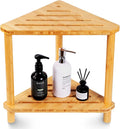 Bamboo 2-Tier Corner Shower Organizer, Waterproof Standing Shower Caddy Storage Shelf, Space-Saving Durable Bathroom Corner Shower Bench for Shampoo Soap Towel, Natural Spa Decor
