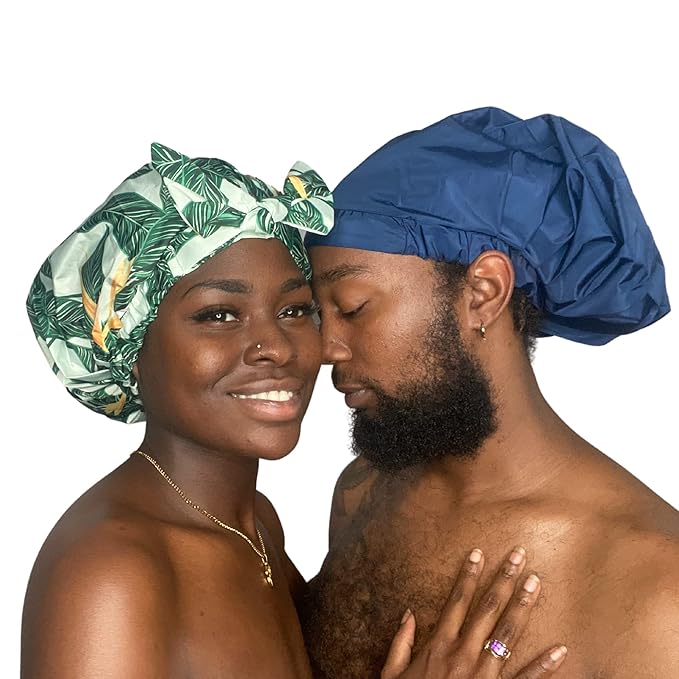 TTAT Shower Cap Extra Large for Men & Women With Braids, Dreadlocks, Locs, Afro, Coily, and Long Hair, Waterproof, Washable, Reusable & Adjustable, Great for Home, Spa, Conditioning, Self Care (Blue)