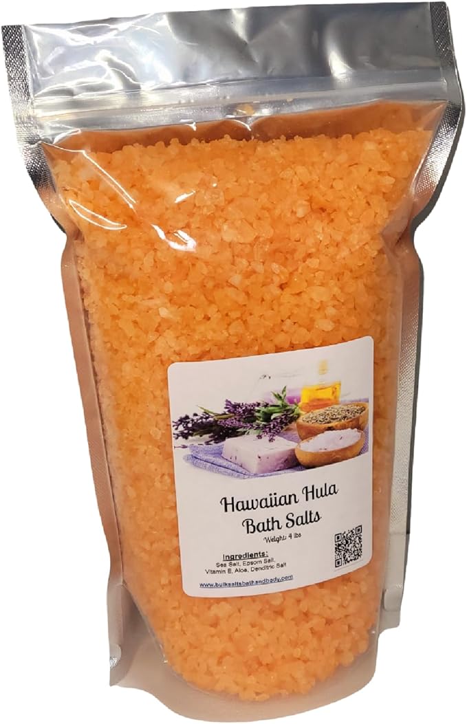 Bath Salts | 4lb Bag (64oz.) | Choose Your Scent | Epsom Salt | Sea Salt| Bathing | Body Care | Beauty | Relaxation | Spa | Pedicure | Manicure | Soak (Hawaiian Hula)