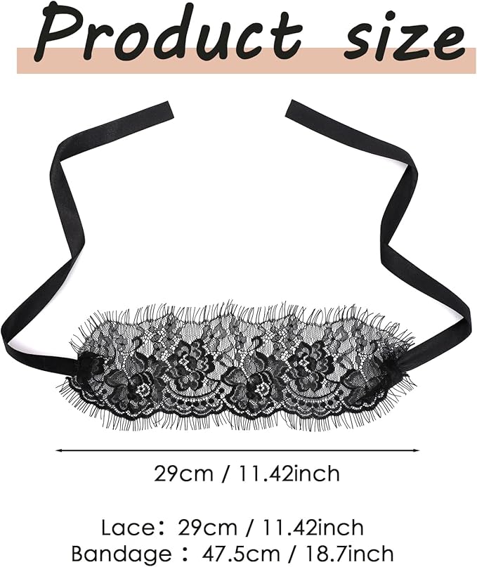 FRESHME Lace Blindfold Sleep Mask - Black Rosea Flower Embroidery See-Through Blind Fold Adjustable Eyes Covers for Women Couple Bed Night Sleeping Time Gift