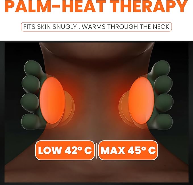 Shoulder and Neck Massager, Bionic Heated Massager, Shiatsu Neck Massager with Fingers, 4D Kneading Massage, Skin Friendly, Simulates a Real Palm Massage for Comfort, Relax Muscle, Pain Relief
