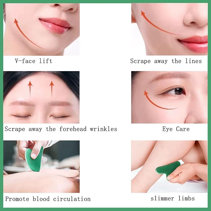 Gua Sha Jade Stone Gua Sha Massage Tool, Guasha Tool for Face and Body Skin Massage. Tools for SPA Acupuncture, Pink Stone for Body Face Neck and Eye, Skin Care Gift for Woman (White)
