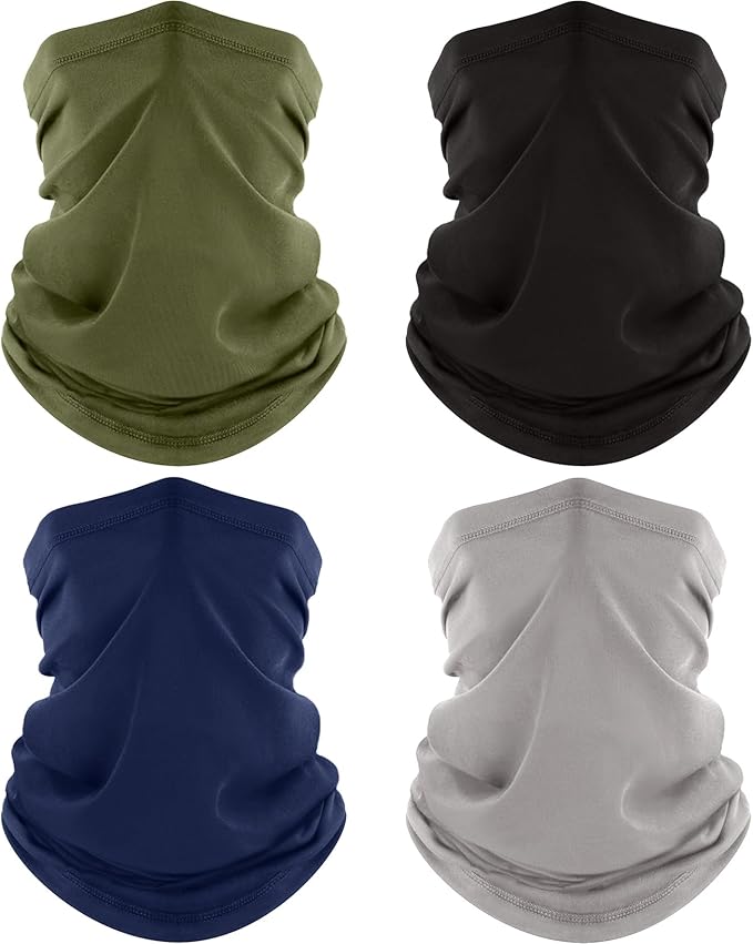 ROXUN 4 Pack Neck Gaiter, Cooling Breathable Face Mask UV Protection Scarf Hiking Bandana for Men/Women