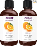 Now Essential Oils, Orange Oil, Uplifting Aromatherapy Scent, Cold Pressed, 100% Pure, Vegan, Child Resistant Cap, 4-Ounce (Pack of 2)