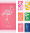 Genovega Oversized Cotton Turkish Beach Towels 72"x36" Lightweight Quick Dry Sandless Pool Swim Towel Large No Sand Adult Travel Compact Blanket Essentials Cruise Accessories Must Haves Pink Flamingo
