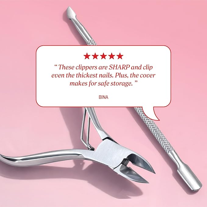 Onyx Professional Ingrown Toenail Kit with Toenail Clippers & Double-Ended Cuticle Pusher, Durable Stainless Steel, Easy to Use Ingrown Toenail Removal Kit, 2 Piece At-Home Pedicure Tools