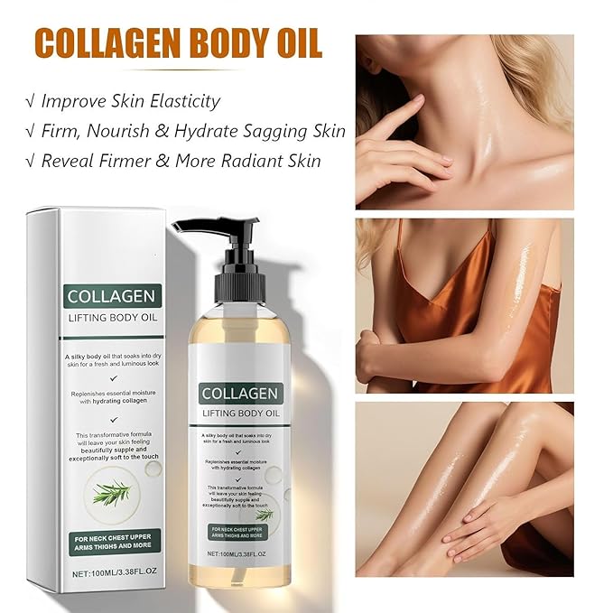 2 Pcs Collagen Lifting Body Oil, Advanced Hydrating Collagen Oil for Body & After Shower, Lightweight Non-Greasy，Anti Aging Moisturizing for Women & Men 100ML/3.38 Fl Oz