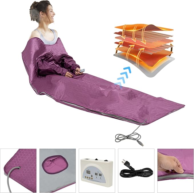 Portable Sauna Blanket Infrared Sauna Blanket with Sleeves and Remote Control