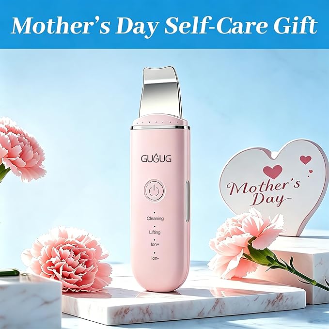 GUGUG Skin Scrubber Face Spatula Skin Spatula Pore Cleaner Blackhead Remover Tools for Facial Deep Cleansing-4 Modes, Pink