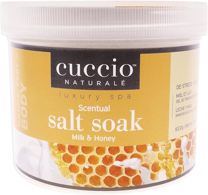 Cuccio Naturale Scentual Salt Soak - Invigorating Salts With An Irresistible Scent - Rejuvenate And Soothe Tired Feet - Softens And Leaves The Skin Fresh And Clean - Milk And Honey - 29 Oz