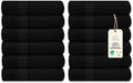 Medium Bath Towels Bulk Set of 12 – 100% Cotton Terry – 24" x 48" – Quick Dry, Soft & Highly Absorbent – Black Towels for Bathroom, Gym, Spa, Pool & Daily Use