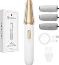 MelodySusie Electric Callus Remover for Feet, PC800G IPX7 Waterproof Rechargeable Pedicure Tool with LED Light & 3 Grits Roller Heads & Adjustable Speeds, for Dead Skin & Cracked Heel, White Gold