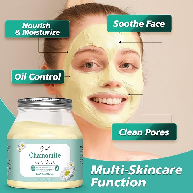 Pjordo Powder Jelly Mask for Facials Professional, Peel Off Facial Mask for Hydrating & Moisturizing, Hydrojelly Mask for Women Men Skin Care, Home DIY Spa Use for All Skin with Chamomile Petals