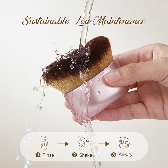 Streak-Free Kabuki Self Tanner Brush, Large Body Makeup Brush,Soft Dense Body Brus h for Self Tanner, Vegan Tanning Brush for Self Tan, Even Coverage, Ideal for Mousse, Lotion & Bronzing Foam, Pink