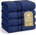 LANE LINEN 100% Cotton 4 Pack Bath Towels (28"x54") - Zero Twist, Mercerized Cotton Towels Set for Bathroom - Quick Dry, Soft & Absorbent Large Bath Towel Set - Dorm Essentials for Boys - Navy Blue