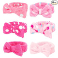 Casoty 6 Pcs Spa Headbands, Hair Holder for Washing Face, Soft Coral Fleece Facewash Headband, Bow Hair Bands, Beauty Headbands for Face Washing Shower Skin Care Yoga