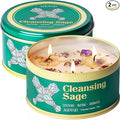 AOOVOO 2 Pack Sage Candle for Cleansing - 3 Wick 24oz Large Scented Candle with Crystals & Sage Leaves Inside, Soy Candles Non Toxic for Meditation Spiritual Gift, Aromatherapy Candle for Women Men