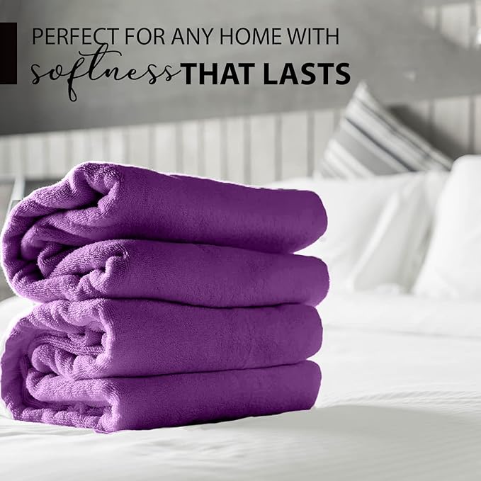 KAHAF COLLECTION 100% Cotton Bath Towels, 24x48 Pack of 6 Towels, Quick Dry, Highly Absorbent, Soft Feel Towel, Gym, Spa, Bathroom, Shower, Pool, Luxury Soft Towels (Light Purple, 24x48-6 Pack)