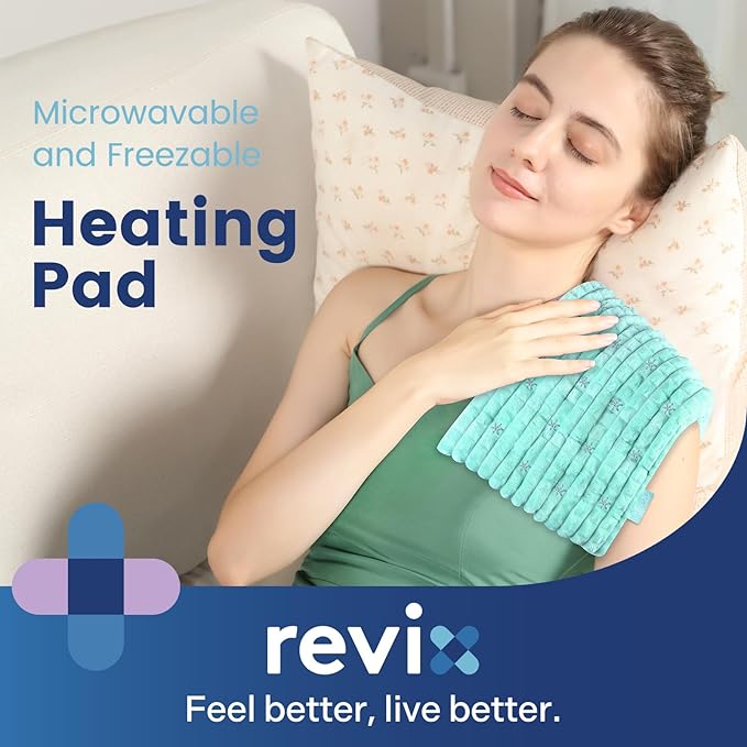 REVIX Microwavable Heating Pads, Moist Heat Pad Microwavable for Back, Flaxseeds Heating Pad Microwave, Weighted Bean Bag Warm Compress, 8 * 14" Green