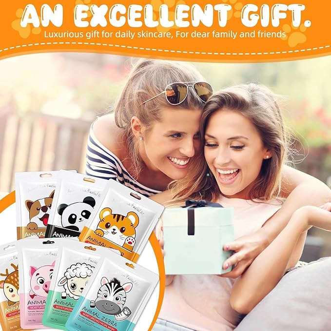 9 Packs Animal Character Facial Masks, Deep Hyrating Spa Masks for All Skin Types, Gift for Kids' Birthady Party, Enjoy Skincare Life, Girl's Night