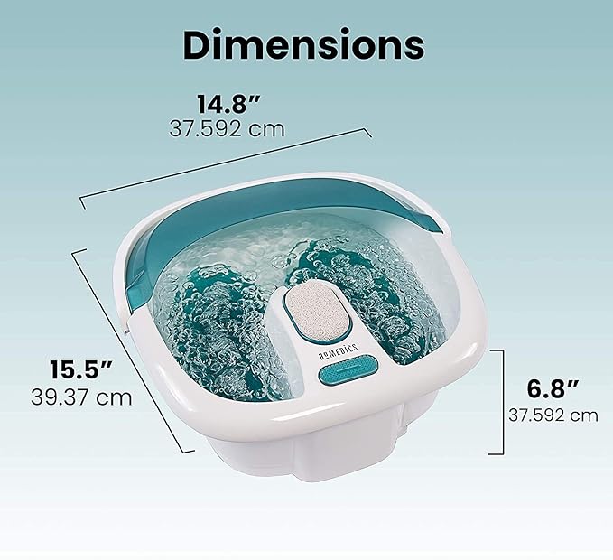 HoMedics Bubble Spa Elite Footbath, 2-in-1 Removable Pedicure Center, Toe-Touch Control, Easy Tote Handle No-Splash, FB-450H