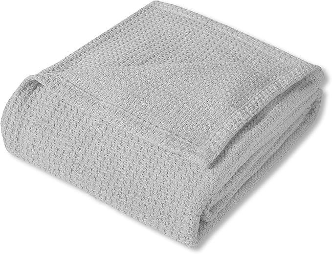 100% Fine Cotton Blanket Luxurious Weave Stylish Design Soft and Comfortable All Season Warmth, Full/Queen, Silver (Pack of 6)