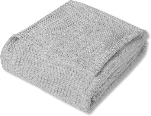 100% Fine Cotton Blanket Luxurious Weave Stylish Design Soft and Comfortable All Season Warmth, Full/Queen, Silver (Pack of 6)