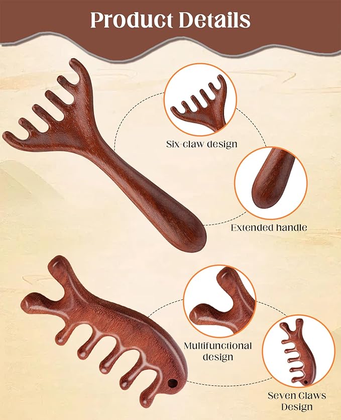 4 Pack Wooden Scalp Massager Comb, Portable Manual Head Massage Brush Tool Hair Growth