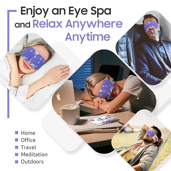 BeHoomi 30Packs Steam Eye Mask, Heated Eye Mask Warm Compress for Eyes, Self Heating Disposable Steam Mask for Home Sleep, Spa, Travel Essentials & Relaxation Gifts, Mothers Day Gifts (Lavender)
