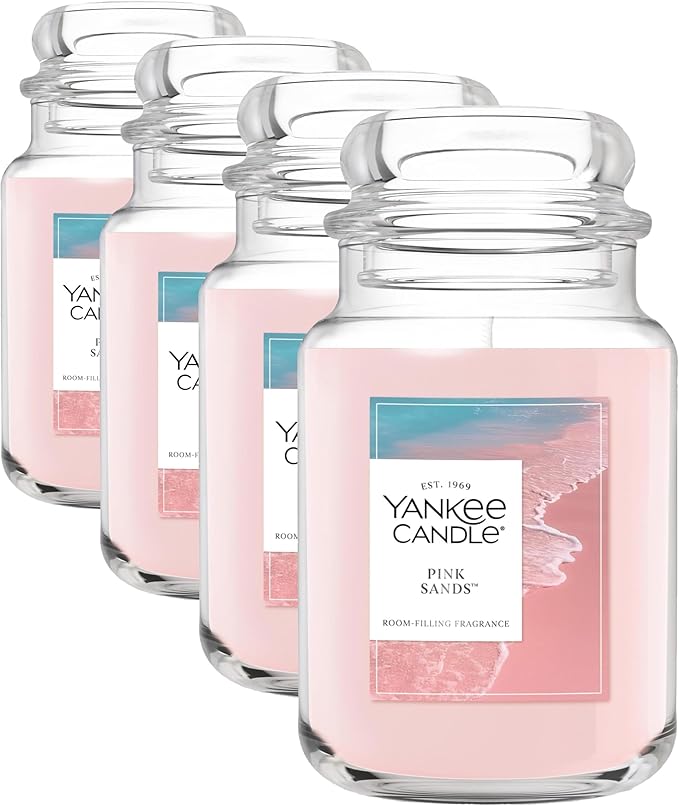 Yankee Candle Pink Sands Scented Candle, 22oz Large Jar with up to 150 Hour Burn Time, Giftable, Birthdays (Pack of 4)