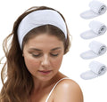TopTie 4PCS Spa Facial Headband Skincare Makeup Head Wrap Adjustable Terry Cloth Head Band for Washing Face