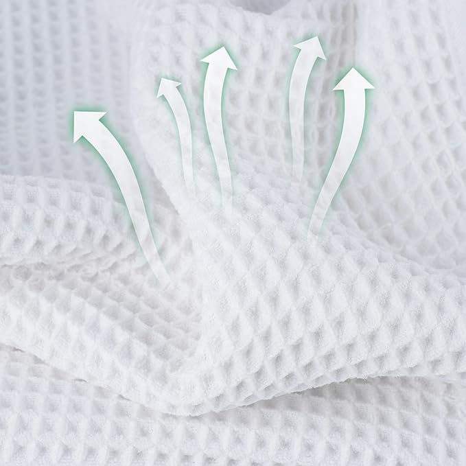 Microfiber Waffle Bath Towels, 4 Pieces, Soft, Absorbent, Fast Drying, Lint Free 430 GSM (White)