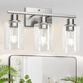 MOKATNG 3-Light Bathroom Light Fixtures, Vanity Light with Clear Glass Shades, Brushed Nickel Bathroom Light Fixtures Over Mirror, Modern Bathroom Wall Lamp for Mirror Living Room Cabinet Bedroom