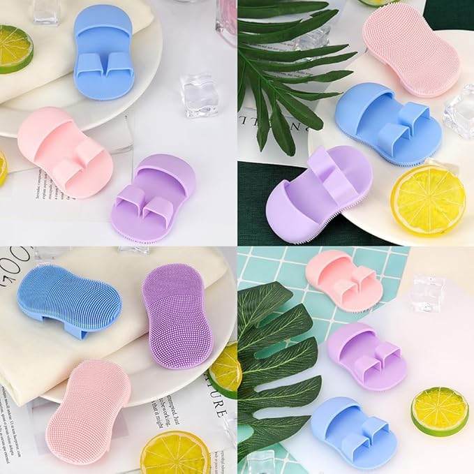 6 Pack Face Scrubber Mini Facial Brush Silicone Wash Exfoliator Finger Glove Pads Handheld Cleansing Brushes Tool for Skin Care Deep Clean Blackhead Acne Pore Removal