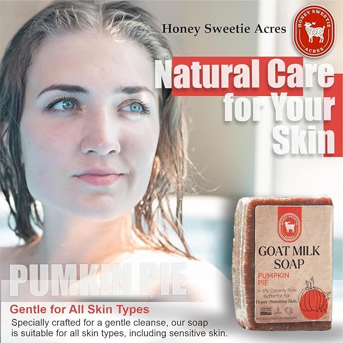 Honey Sweetie Acres Pumpkin Pie Goat Milk Soap - Handmade 5 oz Bar, Made with Natural Ingredients, Moisturizing & Gentle, Made in the USA