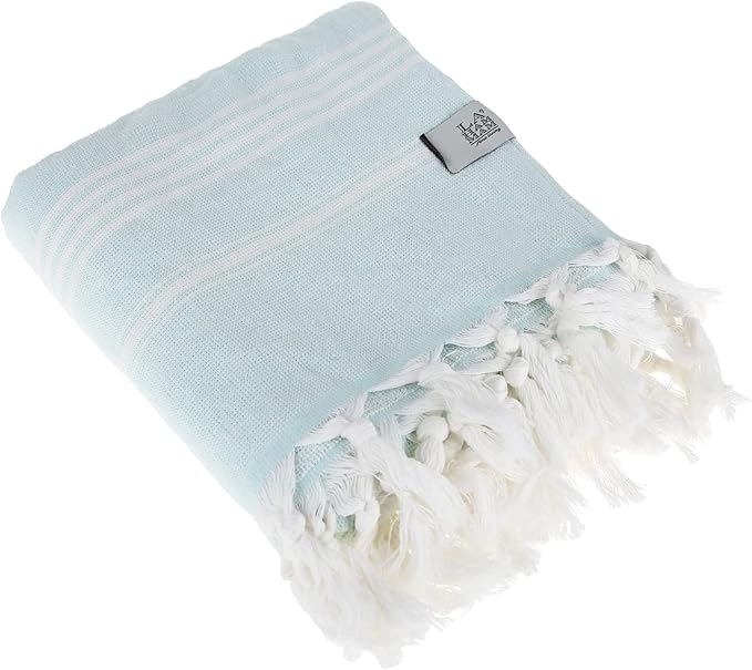 Beach Towel | Cotton Beach Towels, Easy to Carry, Sand Free, Highly Absorbent, Quick Dry, Turkish Towels for Travel Camping Bath Sauna Beach Gym Fitness Pool Yoga SPA by Lahammam, Asena, Aqua