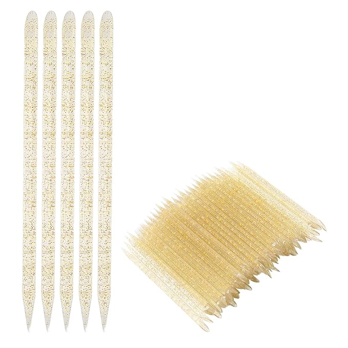 100 pieces disposable cuticle pusher, cuticle pusher remover cleaner for fingernail, cuticle cleaning and nail care for beginners and professional nail technicians(yellow)