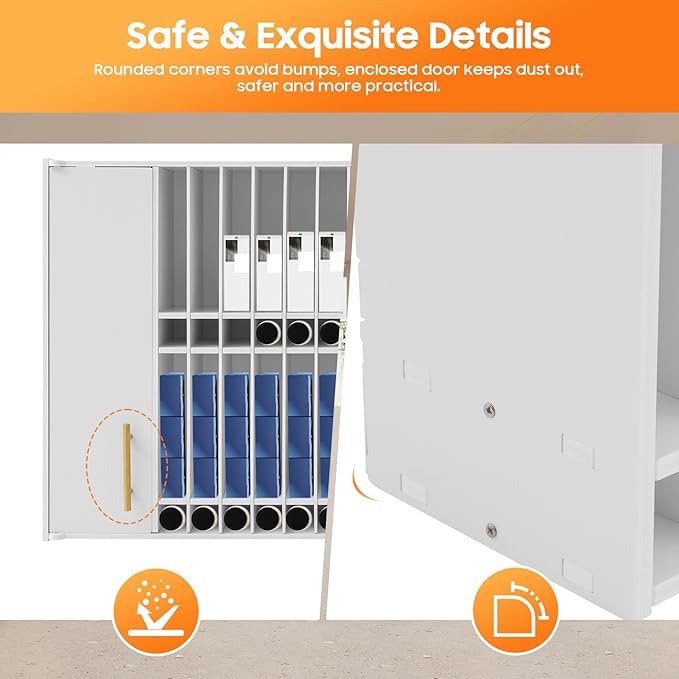 Professional Hair Color Organizer Rack, Wall Mounted Barber Salon Station Adjustable Shelves Hair Color Tube Storage Cabinet for Barbershop Beauty Spa, 43.5x7x26.6in (White)