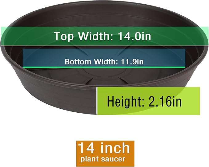 LWALRS Plant Saucer 14 Inch 4 Pack 6 8 10 12 14 16 18 20 25, Plastic Plant Trays for Pots，Extra-Deep Plant Water Dray Tray, Bird Bath Bowl, Heavy Flower Plant Saucers Indoors and Outdoor No Holes