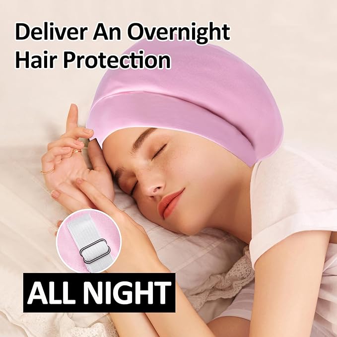 Satin Bonnet Silk Lined Sleep Cap- Adjustable Hair Cover for Women Men Frizzy Hair Night Cap Patients Care Coffee
