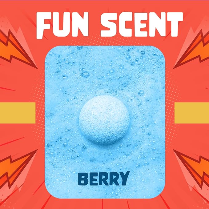 Superhero Bath Bombs for Kids & Boys with Surprise Hero Toys Inside (1 Pack) - Large Bubble Bath Bombs for Boys & Girls - Boys Easter Basket Stuffers & Gifts - Fruity Scent, USA Made by Two Sisters