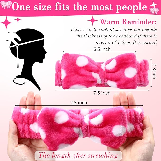 WILLBOND 24 Pieces Spa Headband Bulk Skincare Headbands Face Wash Makeup Hairband Bow Facial Washing Face Head Wraps Adjustable Soft Flannel Towel for Women Shower (Casual)
