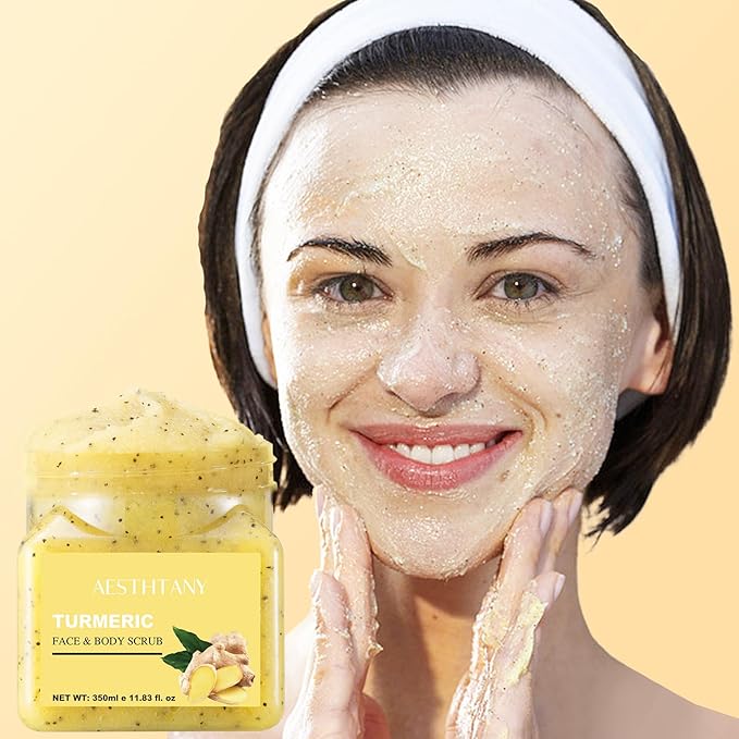 Turmeric Body Scrub &Avocado Face & Body ScrubMoisturizing and Exfoliating Body, Face, Hand, Foot Scrub,Deep Cleansing 350ml (350ml, turmeric)
