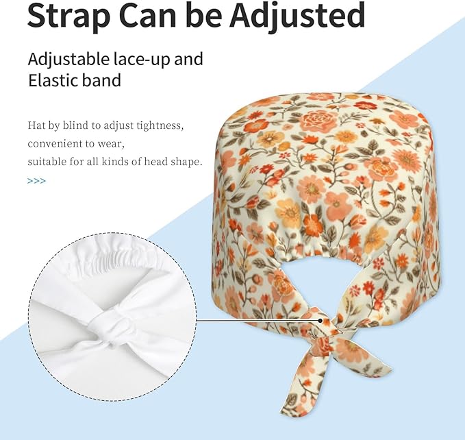 Alligator Ice Cream Working Cap, Scrub Cap with Sweatband, Adjustable Tie Back Hat Breathable Headgear for Women/Men