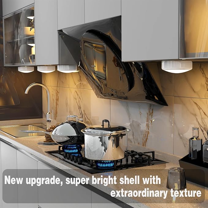 ILYXY Puck Lights with Remote, 6 Pack LED Under Cabinet Lighting Dimmable Push Battery Operated Under Counter Tap for Kitchen, Multicolor Transformation Stick On, Shiny White