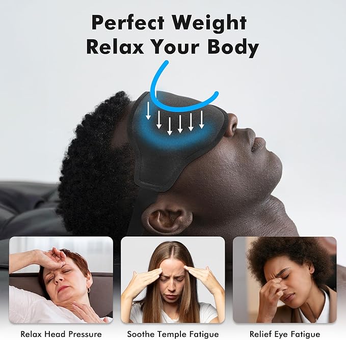 Sleep Eye Mask for Men Women, Weighted Sleeping Mask for Side Sleeper, Travel Blackout Night Blindfold Eye Shade Cover with Adjustable Strap (Obsidian)