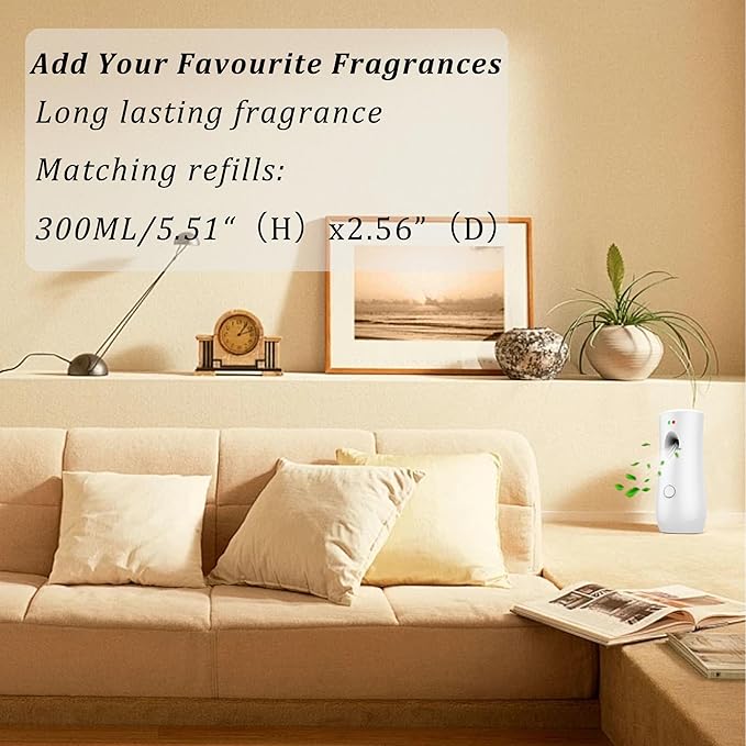 Automatic Air Freshener Spray Dispenser (4-Pack), Free Standing or Wall Mounted Adjustable Aromatherapy Machines for Home, Indoor, Bathrooms, Offices, Hotels and Commercial Places (White, 001)