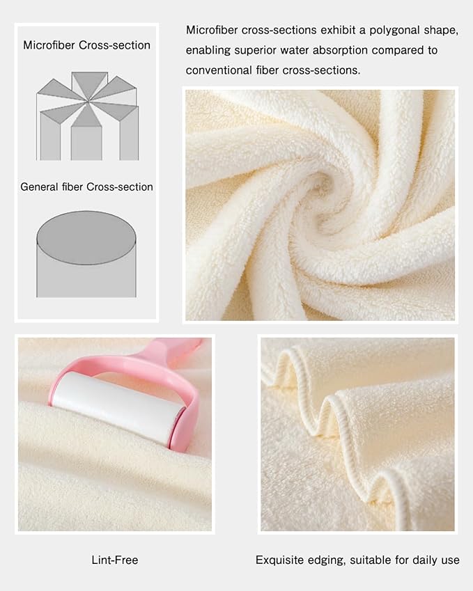 sakano 4-Piece Bath Towel Set,Quick-Dry Absorbent Lint Free & Launder Soft Coral Velvet Microfiber Towels for Bathing, Fitness, Spa, and Guest Use -White, 28 x 55 inches
