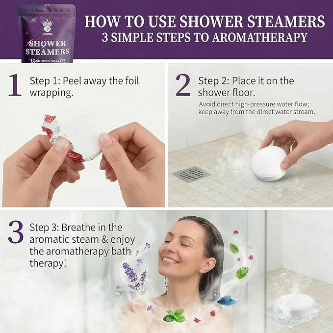 Shower Steamers Aromatherapy 18 Pack, Shower Bombs Gift Set for Women & Men, Essential Oil Shower Steamer with Lavender, Eucalyptus, Mint, Rose, Ocean & Chamomile