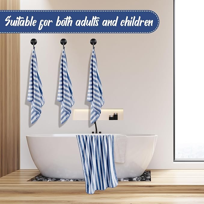 SmoothNovelty 16 Pack Microfiber Bath Towels Bulk 27'' x 60'' Oversized Size Bath Towel Highly Absorbent Extra Large Soft Drying for Beach Shower Summer Salon Sport Gym Party (Stripes,Haze Blue)